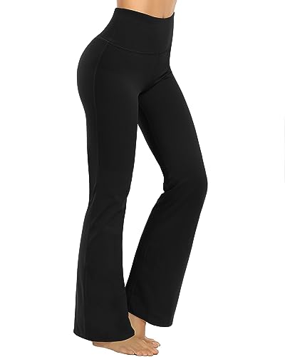 Promover Bootcut Yoga Pants for Women Flare Leggings High Waist Flared Bootleg Workout Pant for Casual Work Dress Pant(Black-29,L)