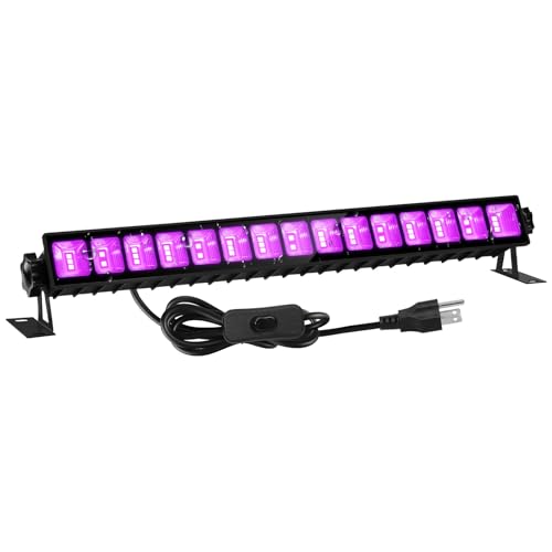 Upgraded 36W LED Black Light Bar, Premium Flood Light with Plug+Switch+5ft Cord, Light Up 21x21ft Area, for Halloween Glow Fluorescent Party Bedroom Game Room Body Paint Stage Lighting