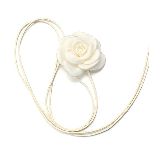 Chuyau Flower Choker Necklace Rose Choker Camellia Flower Lace-up Necklace Gothic Choker for Women Girls