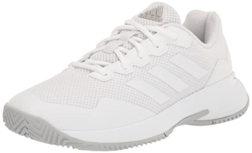 adidas womens Gamecourt 2 Tennis Shoe, White/White/Grey, 8.5 US
