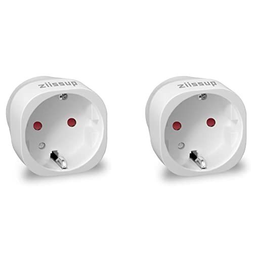 Ziissup European to USA Plug Adapter, EU to US Plug Adapter, Europe to USA Travel Converter for Most of Europe EU Spain France Type C/E/F Plugs to US Power Adapter, 2-Packs. White