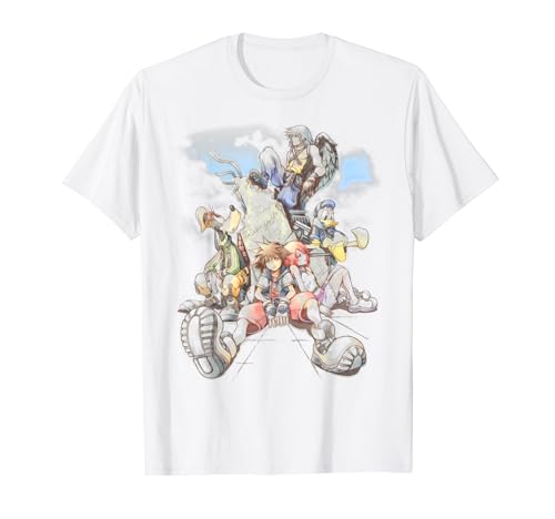 Disney Kingdom Hearts Group Shot Deep Dive Sketch T-Shirt