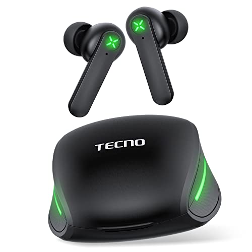 Tecno Wireless Gaming Earbuds with Microphone, 88ms Ultra-Low Latency Bluetooth Earbuds Noise Cancelling, 30H Playtime Bluetooth Gaming Earbuds for PC, G01 Black