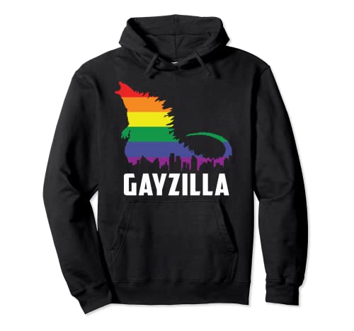 LGBTQ Rainbow Gayzilla Funny LGBT Pride Colors Graphic Cute Pullover Hoodie