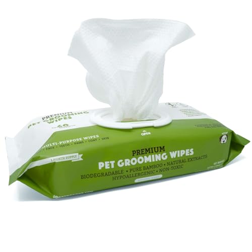 Dog Wipes | Grooming Pet Wipes for Dogs (Cat Wipes), Eye, Ear & Paw Puppy Wipes, Deodorizing, Hypoallergenic, Natural Extracts & Fragrance Free, Extra Thick & Soft, Supports Rescues
