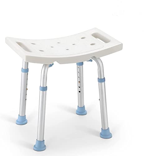 OasisSpace Shower Chair, Adjustable Bath Stool Chair for Inside Shower - Tool Free Anti-Slip Bench Bathtub Stool Seat with Durable Aluminum Legs for Elderly, Senior, Handicap & Disabled