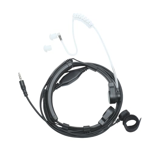 Sarcia 3.5mm Throat MIC Headset Earpiece with PTT Covert Air Acoustic Tube for Mobile Phone,PC and 3.5MM Device