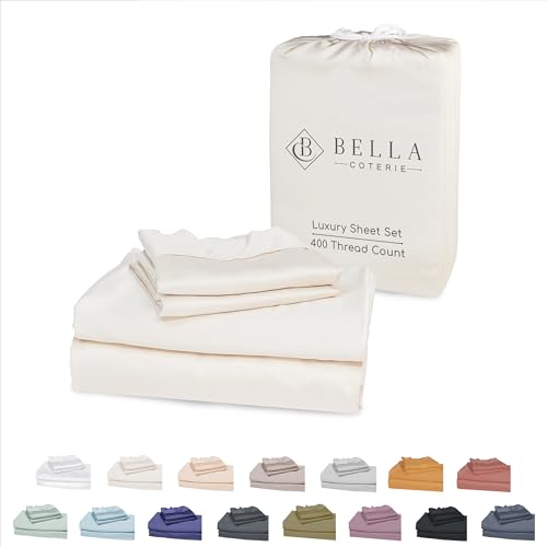 Bella Coterie Luxury Bamboo King Size Sheet Set | Organically Grown | Ultra Soft | Cooling for Hot Sleepers | 18' Deep Pocket | Viscose Made from Bamboo [Ivory]