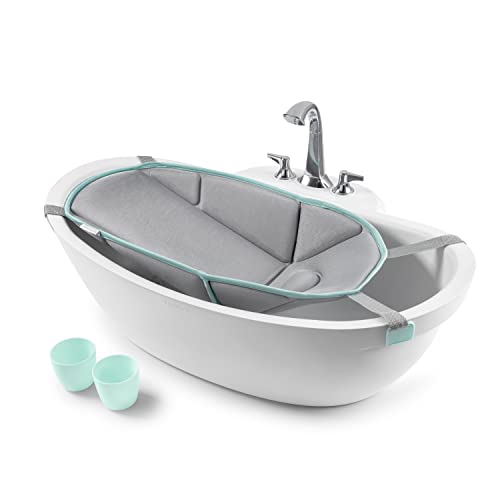 Summer Infant My Size Tub 4-in-1 Modern Bathing System - for Ages 0-24 Months – Baby Bathtub Includes Soft Support, Pull-Down Sprayer and Removable Water Tank, Rinse and Pour Cups, and Drain Plug