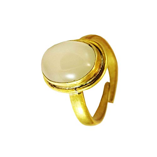 Arenaworld Moon Stone Ring 8.50 Crt -9.34 Ratti WhitePearl Gemstone(Pearl/Moti) 100% Certified Original Moti Gemstone for Man and Woman with Lab Certificate