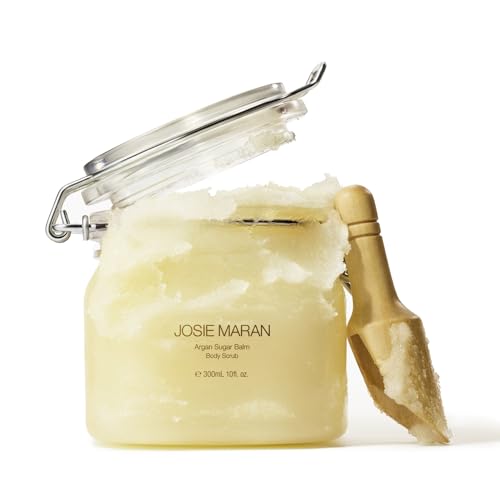 Josie Maran Argan Sugar Balm Body Scrub - Exfoliating Sugar Scrub with 100% Pure Argan Oil & Coconut Oil - Softens, Smoothes & Hydrates Dry Skin - Vegan + Cruelty Free - Sweet Clementine (10 oz)