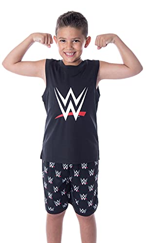 INTIMO WWE Boys' World Wrestling Entertainment Logo Tank Short Pajama Set (14/16) Black
