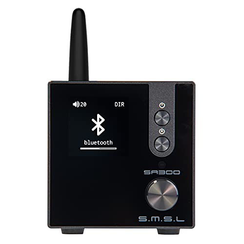S.M.S.L SA300 HiFi Digital Amplifier, Infineon's MA12070 Chip Class D Power Amp, RCA USB Bluetooth 5.0 APTX Input, Multiple EQ Modes with Remote Control (Black)