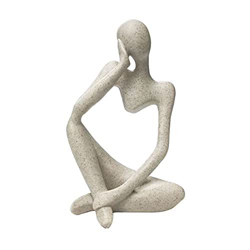 prosfalt Sandstone Resin Thinker Style Abstract Sculpture Statue Collectible Figurines Home Office Bookshelf Desktop Decor(Sandstone - Left Reverie)