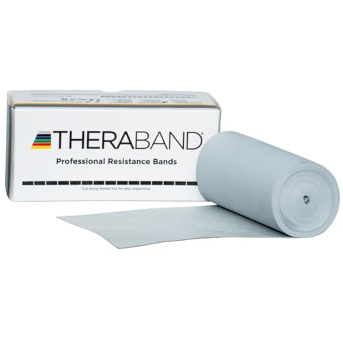 THERABAND Professional Latex Resistance Bands, Individual 6 Ft Elastic Band for Upper & Lower Body Exercise, Physical Therapy, Pilates, At-Home Workouts, 6 Foot, Silver, Super Heavy, Advanced Level 2