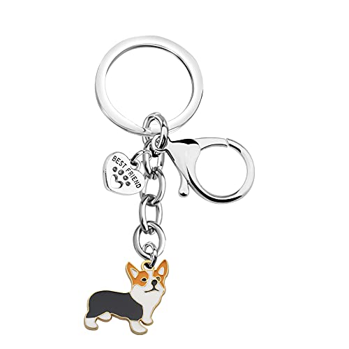 BNQL Corgi Keychain Gifts Corgi Owner Gifts Corgi Gifts for Corgi Lovers Paw Print Keychain Pet Rescue Gifts (silver)
