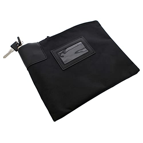 BISupply Locking Money Bag Locking Pouch Zipper Bank Bag with Lock Locking Cash Bag Lock Pouch Lock Bag in Black