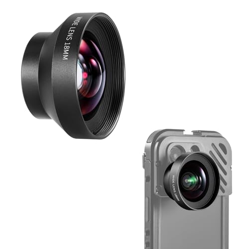 NEEWER HD 18mm 100° Wide Angle Lens Only for 17mm Thread Backplate, 0.5X Magnification Compatible with SmallRig NEEWER iPhone Samsung Phone Cage with 17mm Lens Adapter, LS-42