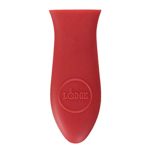 Lodge Silicone Mini Hot Handle Holder - Dishwasher Safe Mini Hot Handle Holder Designed for Lodge Cast Iron Skillets 8 Inches or Smaller w/ Keyhole Handle - Reusable Heat Protection Up to 500° - Red