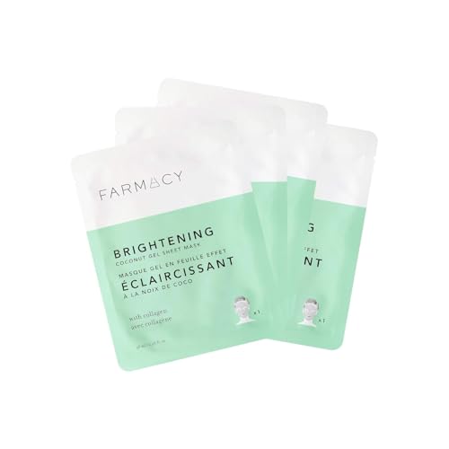 Farmacy Gel Sheet Masks - Hydrating + Brightening Collagen Face Mask Formulated with Coconut Water + Hyaluronic Acid to Revive Dull Skin + Deliver a Radiant, Healthy-Looking Glow (4 Count)