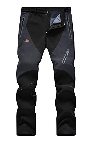 YSENTO Men's Hiking Cargo Pants Waterproof Windproof Fleece Lined Ski Snow Insulated Pants Black US 34