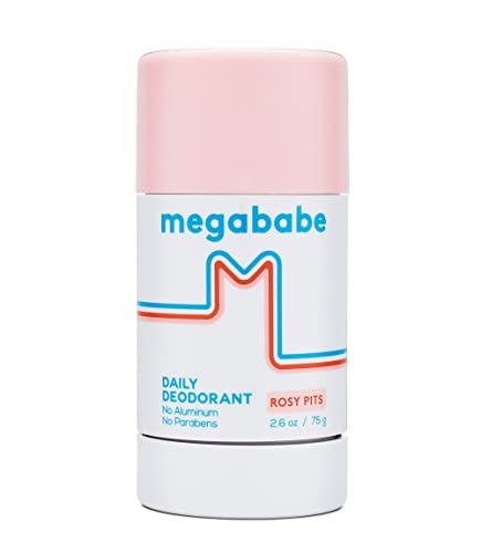 Megababe Daily Deodorant - Rosy Pits | Aluminum-Free, Clear & Clean | 2.6 oz