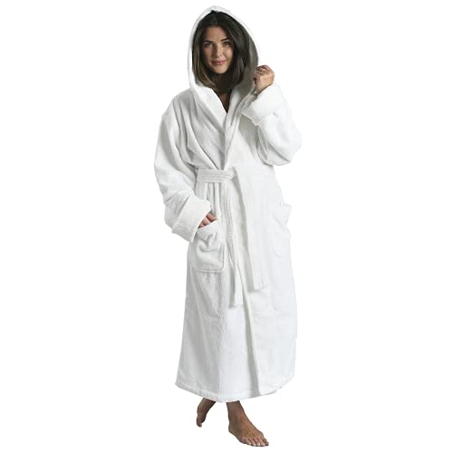 MONARCH Hooded Unisex Terry Bathrobe - 100% Lux Combed Cotton 16 oz. Loop Terry Robe, Five-Star Hotel Choice (Medium)