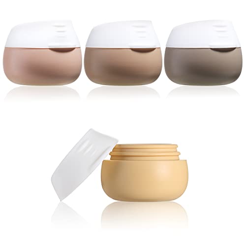 TSA Approved Travel Size Containers for Toiletries, Gemice Silicone Jars, Leak-proof Travel Accessories with Lid for Cosmetic Makeup Face Body Hand Cream (4 Pieces) (Apricot)