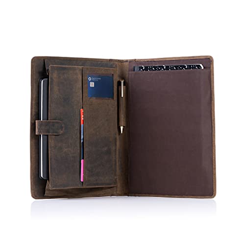 Leather Business Portfolio with Luxury Pen Business Personal Organiser Folder Full Grain Leather padfolio by KomalC (Buffalo Distressed Tan)