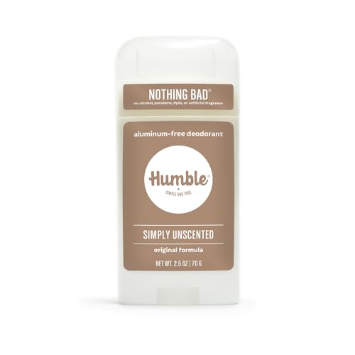 HUMBLE BRANDS Original Formula Aluminum-free Deodorant. Long Lasting Odor Control with Baking Soda and Essential Oils, Simply Unscented, Pack of 1