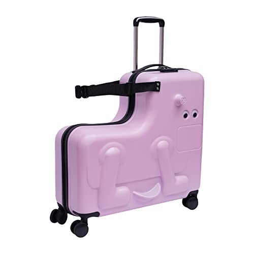 CNCEST 24' Kid's Ride-on Travel Suitcase,Rolling Luggage with Wheels Carry Trolley Luggage with Password Lock,Children's Ride On Trolley Luggage for Children's Day Gift,Festival Gift(22.4X11.8X23.6)