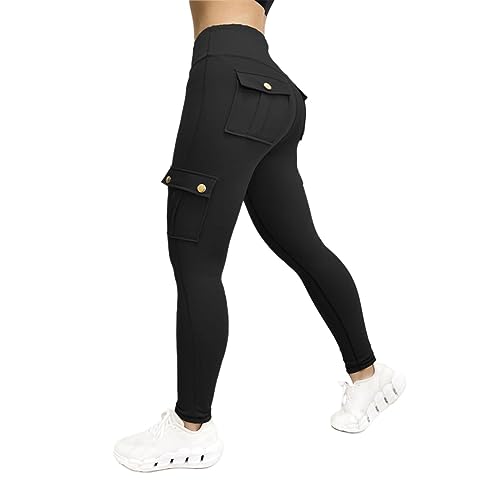 YADEOU High Waist Yoga Pants with Pockets, Leggings for Women Tummy Control, Butt Lifting Workout Gym Leggings for Women Black