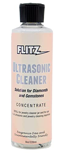 Flitz Ultrasonic Cleaner Solution - Jewelry Cleaner Concentrate - Effective Quick & Easy Ultrasonic Jewelry Cleaner for Sonic and Ultrasonic Machines - 8oz, Made in USA