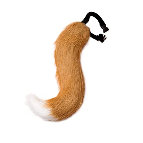 KARMOGSO Fox Tail,Faux Fur Fox Tail Fancy Dress Halloween Cosplay Adjustable Furry Fox Tail Costume for Adult, Kids,Girls Party (Camel)