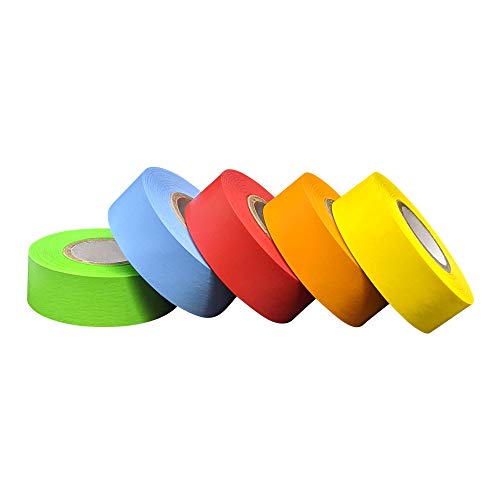 Lab Labeling Tape Variety Pack, 500 Inches Long x 3/4 Inch Width, 1 Inch Diameter Core [5 Rolls of Assorted Colors] for Color Coding and Marking