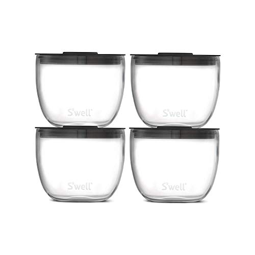 S'well Prep Food Glass Bowls - Set of 4, 12oz - Make Meal Easy and Convenient - Leak-Resistant Pop-Top Lids - Microwavable and Dishwasher-Safe, clear (14212-B20-69900)