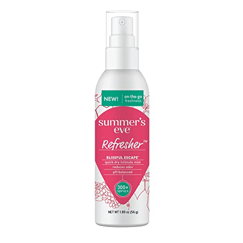 Summer's Eve Refresher Mist, Feminine Spray Reduces Odor, Blissful Escape, Body Spray for Women, 1.89 Oz Bottle