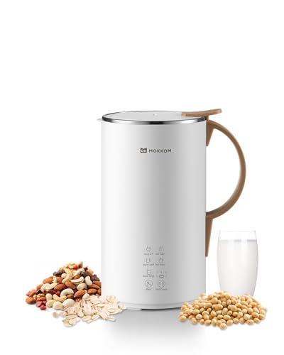 OK MOKKOM Automatic Nut Milk Maker 20 oz Soy Milk Maker, Homemade Almond, Oat, Coconut, Soy, or Plant-Based Milk Dairy Free Beverages, Almond Milk Maker with Delay Start/Boild Water/Self Clean - White