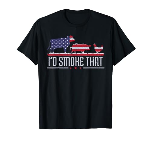 4th July I'd Smoke That Patriot BBQ Barbeque Cook Chef T-Shirt