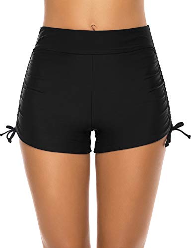 Lecieldusoir Women's Swim Shorts High Waist Bathing Suit Bottoms Black Swimsuit Boy Shorts Bikini Tankini Board Shorts