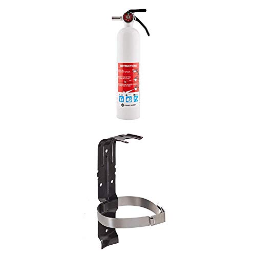 First Alert Fire Extinguisher | Marine Fire Extinguisher, White, 8.8', FE1A10GR and First Alert BRACKET2 Replacement Fire Extinguisher Bracket, 1