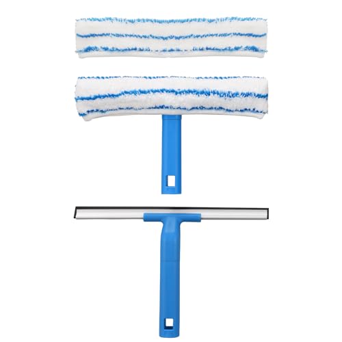 Mitclear Window Cleaning Combo(12IN), Silicon Window Squeegee + Microfiber Glass Wiper, Professional Window Cleaner for Bathroom, Shower, Car, Glass