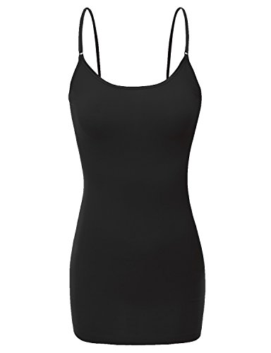 XT1002L Adjustable Spaghetti Strap Basic Long Cami Tunic Tank Top Plus Size Black 3XL