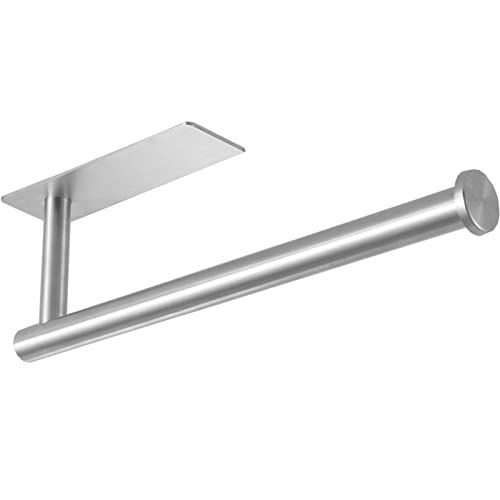 theaoo Under Cabinet Paper Towel Holder for Kitchen, Adhesive Paper Towel Roll Rack for Bathroom Towel, SUS304 Stainless Steel Wall Mount, Both Available for Adhesive and Screws
