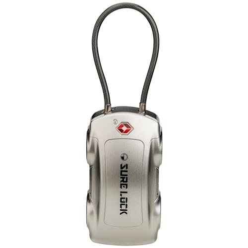 SURE LOCK TSA Compatible Travel Luggage Locks, Inspection Indicator Car Lock (Grey)
