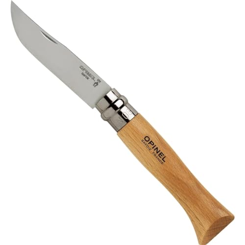 Opinel No.08 Stainless Steel Folding Knife with Beechwood Handle