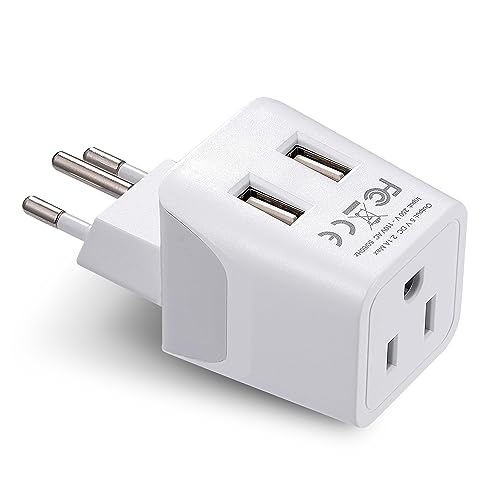 Ceptics Switzerland Travel Adapter Plug with Dual USB + Usa Input - Type J - Ultra Compact - Safe Grounded for Laptops, Cell Phones, Chargers, Camera and More (CTU-11A )