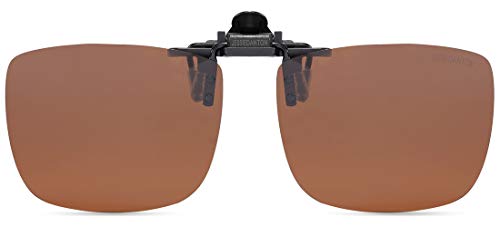 CAXMAN Polarized Clip On Sunglasses Over Prescription Glasses for Men Women UV Protection Flip Up Brown Lens Extra Large