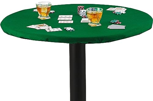 Felt Card Table Game Cover Round Fitted Tablecloth Poker Bridge Games Table Topper Elastic Green Fits Tables 54 to 60 Inches