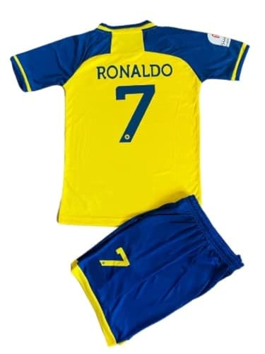 1 Stop Soccer Ronaldo CR7 Jersey Kids Uniform AL NASSR Fc Saudi Arabia (US, Numeric, 7, 8, Regular) Multi